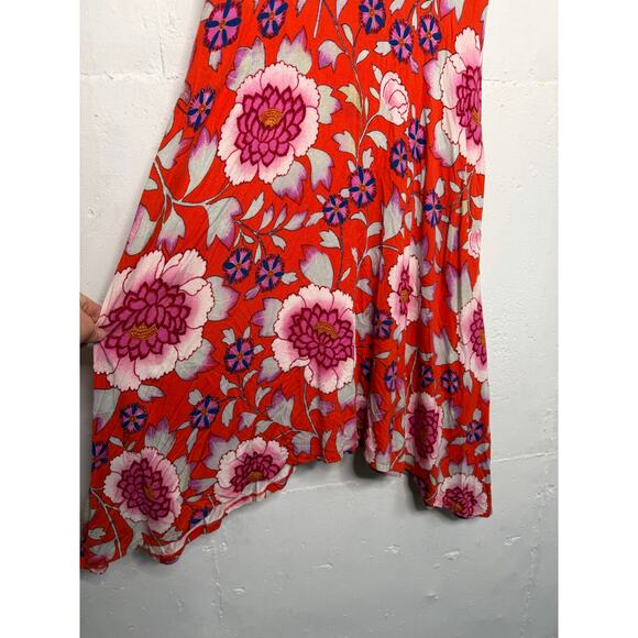 Maeve for Anthropologie red floral sleeveless mock neck midi dress Size Small - Picture 3 of 7